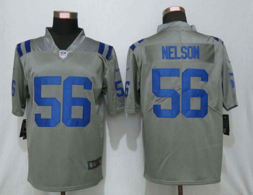 Men Nike Indianapolis Colts 56 Nelson 2019 Vapor Untouchable Gray Inverted Legend Limited Jersey